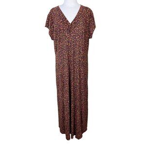 Coldwater Creek Womens XXL Autumn Polka Dot V-Neck Flutter Sleeve Maxi Dress